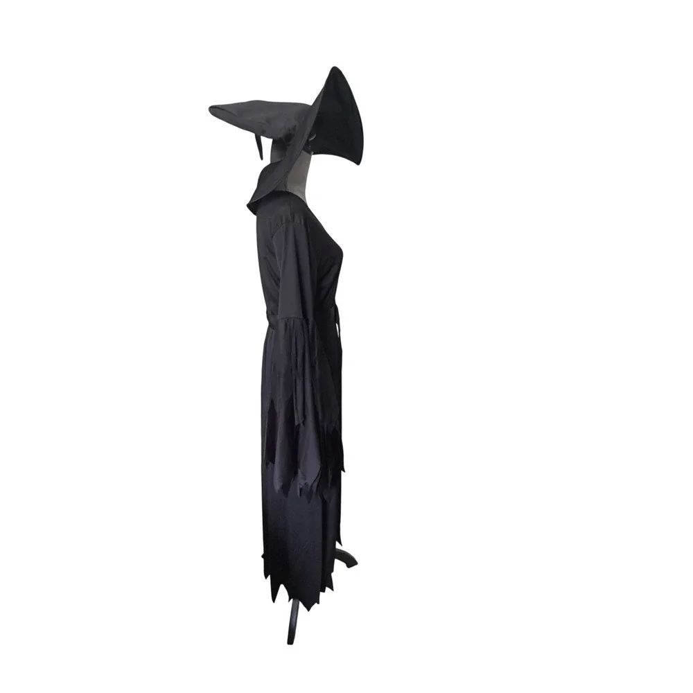 Spirit Halloween Cleaned Gothic Witch Costume Dress Hat Belt Set Black M/L 10-14 - Picture 3 of 7